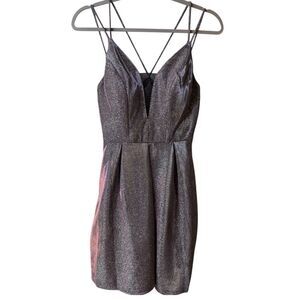 Fairy Ever Small 3 Prom Mini Dress Women Pink Purple Sparkle Cami Padded Mesh
